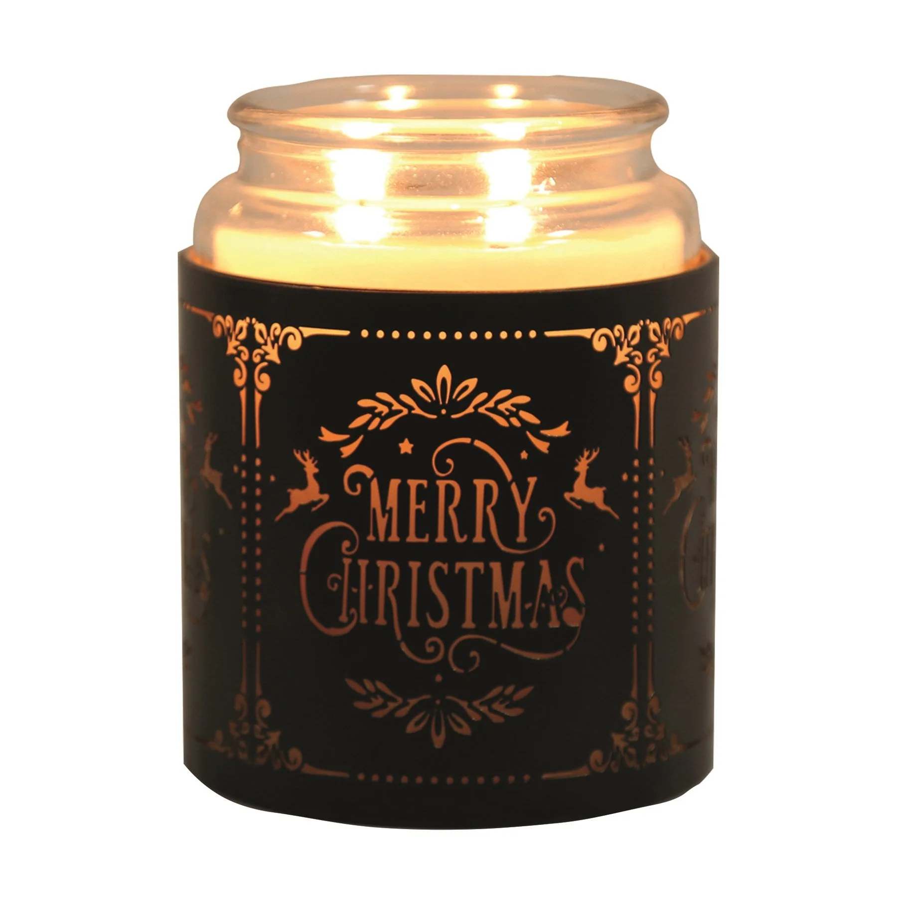 Tealight Wax Melter and Candle Holder - Black & Gold Silhouette Merry Christmas - Image 2