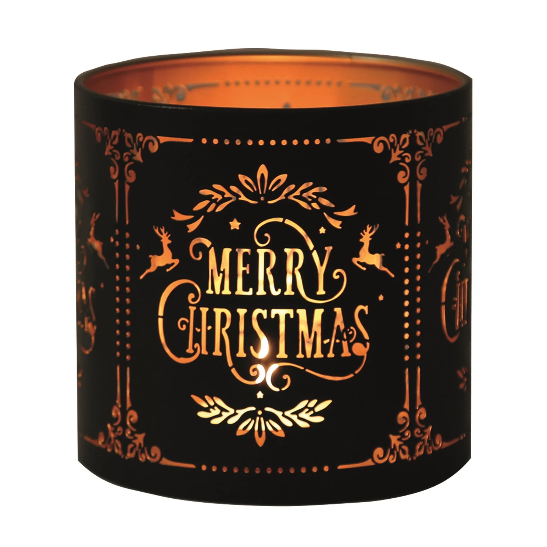 Tealight Wax Melter and Candle Holder - Black & Gold Silhouette Merry Christmas - Image 3