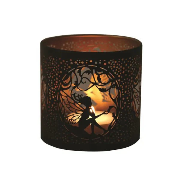 Tealight Wax Melter and Candle Holder - Black & Gold Silhouette Seated Fairy - Image 3
