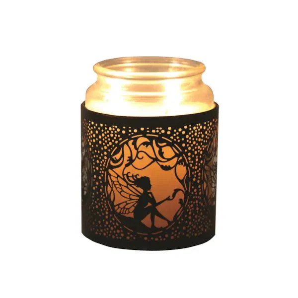 Tealight Wax Melter and Candle Holder - Black & Gold Silhouette Seated Fairy - Image 4