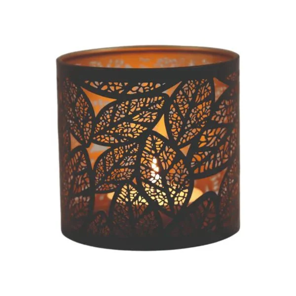 Black Leaf Cut-Out Wax Melt Burner with Glass Dish - Image 3
