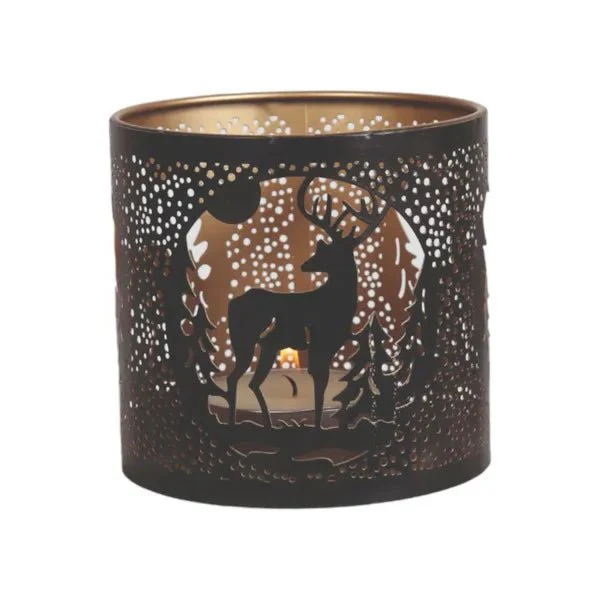 Black Reindeer Scene Wax Melt Burner – Winter Woodland Glow - Image 4