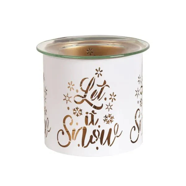 Tealight Wax Melter and Candle Holder Let It Snow White/Gold 10.5cm - Image 2