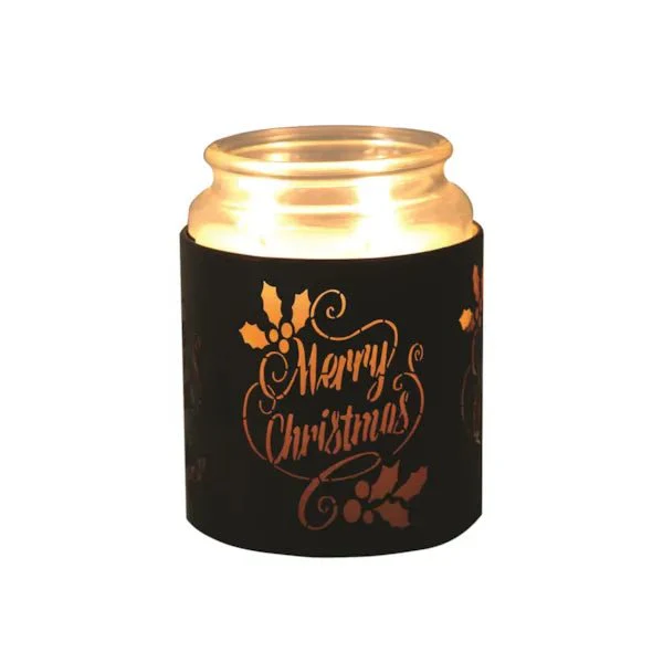 Tealight Wax Melter and Candle Holder Merry Christmas Black/Gold 10.5cm - Image 4