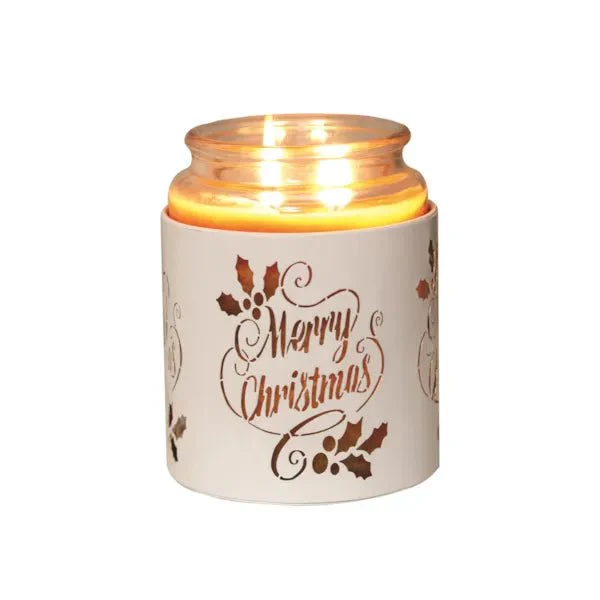 Tealight Wax Melter and Candle Holder Merry Christmas White/Gold 10.5cm - Image 4