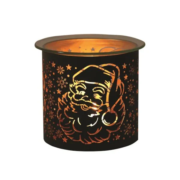 Tealight Wax Melter and Candle Holder Santa Black/Gold 10.5cm