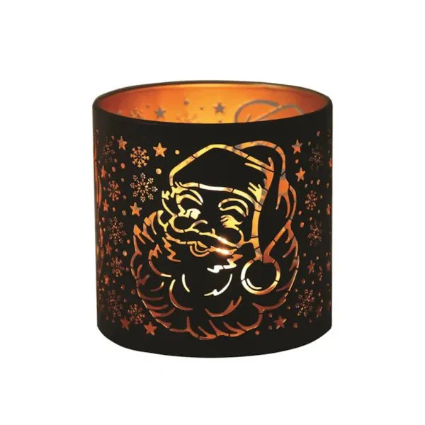 Tealight Wax Melter and Candle Holder Santa Black/Gold 10.5cm - Image 3