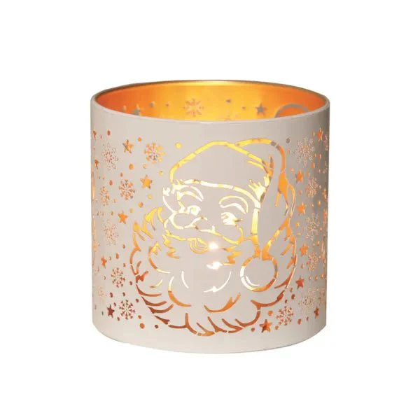 Tealight Wax Melter and Candle Holder Santa White/Gold 10.5cm - Image 3