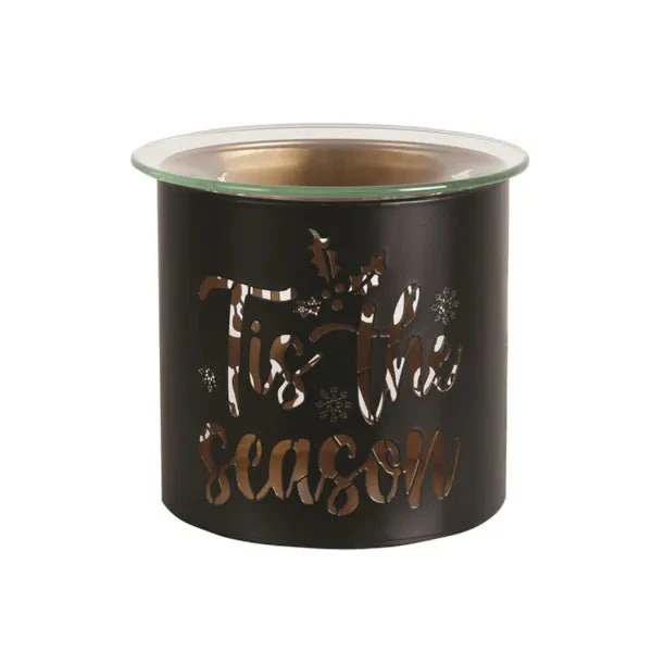 Tealight Wax Melter and Candle Holder Tis the Season Black/Gold 10.5cm - Image 2