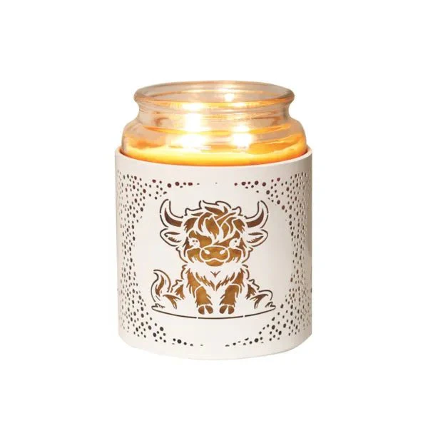 Tealight Wax Melter and Candle Holder - White & Gold Silhouette Highland Cow - Image 4