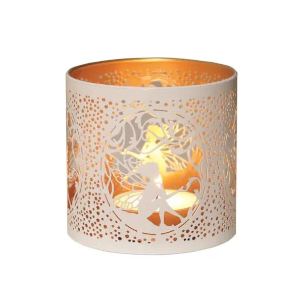Tealight Wax Melter and Candle Holder - White & Gold Silhouette Seated Fairy - Image 3