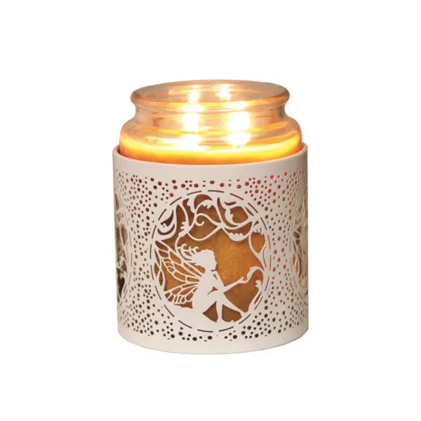 Tealight Wax Melter and Candle Holder - White & Gold Silhouette Seated Fairy - Image 4