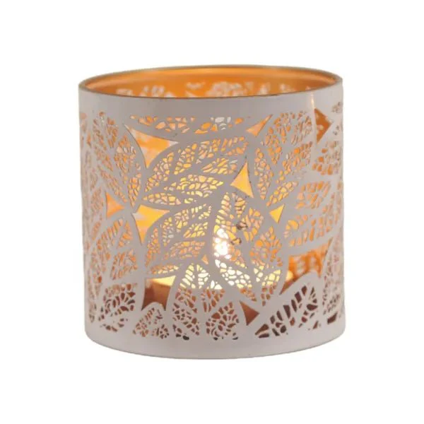 White Leaf Cutout Wax Melt Burner ā Botanical Glow Design - Image 3