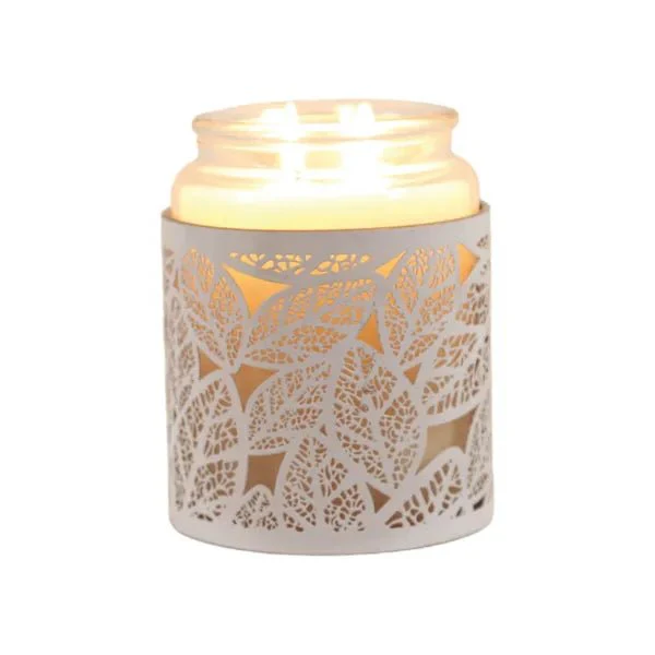 White Leaf Cutout Wax Melt Burner ā Botanical Glow Design - Image 5