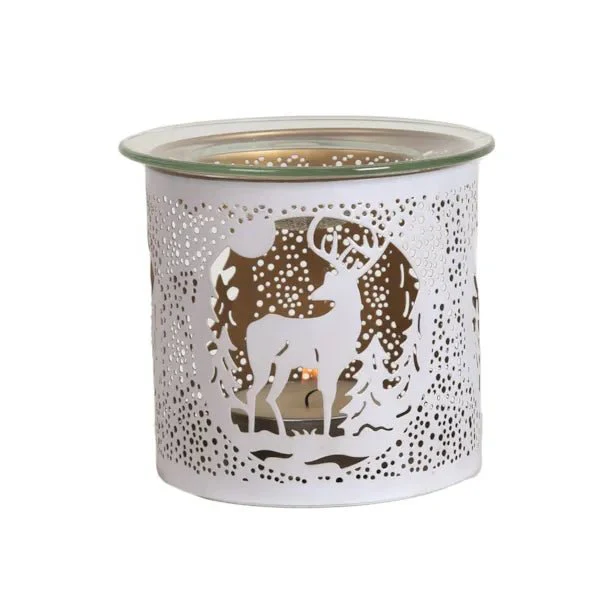 Reindeer Scene Wax Melt Burner – White & Gold Winter Forest - Image 2