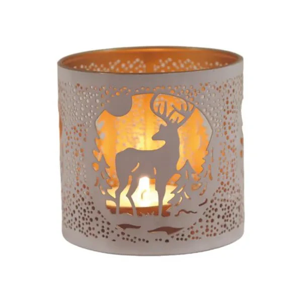 Reindeer Scene Wax Melt Burner – White & Gold Winter Forest - Image 3
