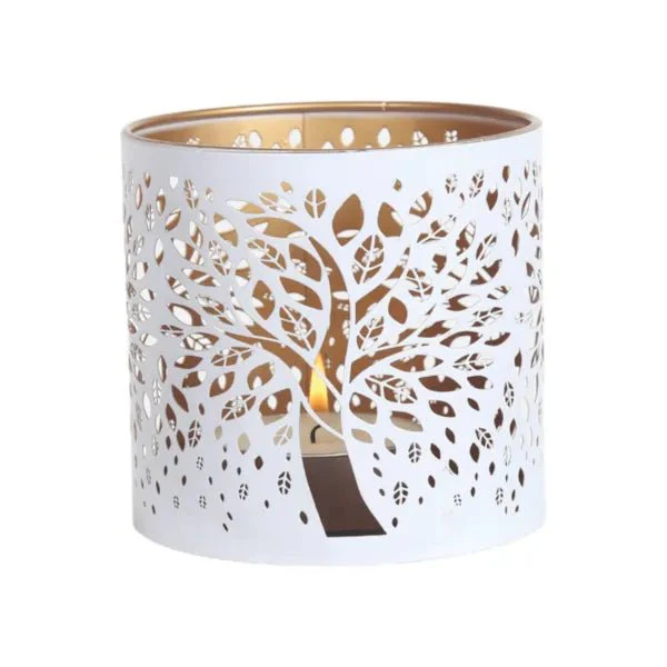 White Tree of Life Wax Melt Burner – Cutout Metal Design - Image 4