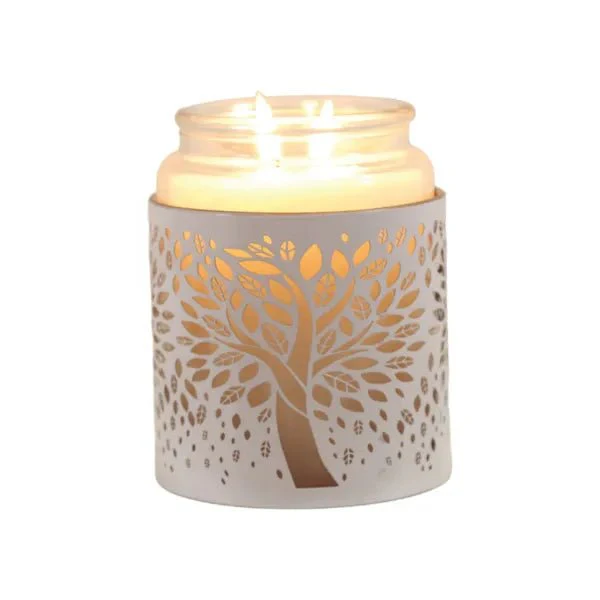 White Tree of Life Wax Melt Burner – Cutout Metal Design - Image 5