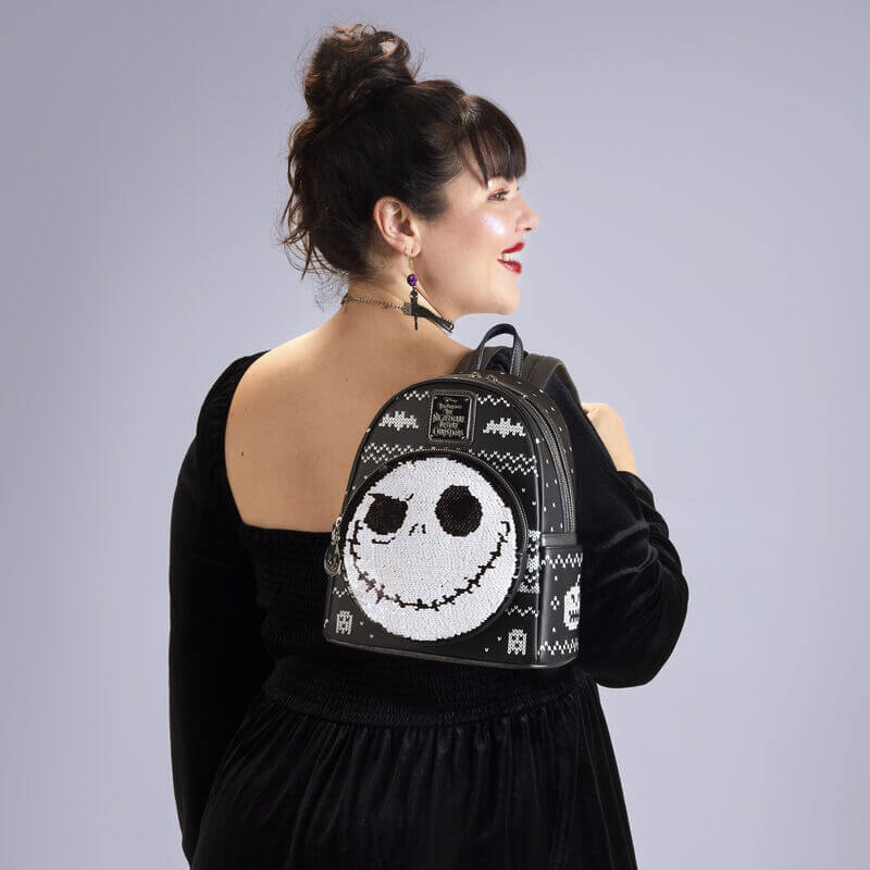 Loungefly The Nightmare Before Christmas Jack Skellington Reversible Sequins Mini Backpack - Image 8