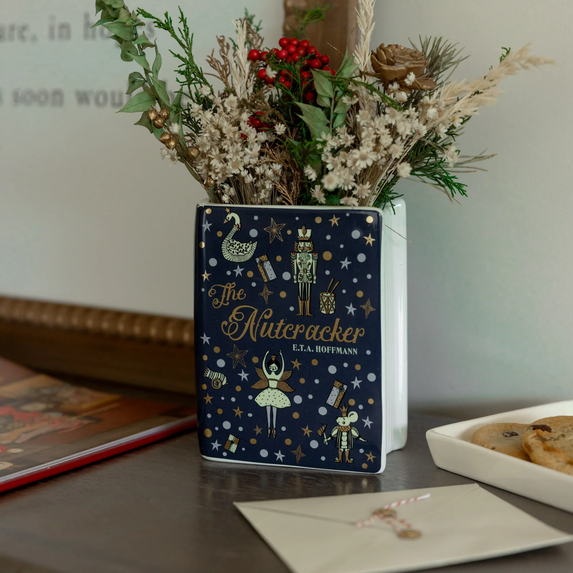 The Nutcracker Small Ceramic Book Vase – Festive Décor - Image 4