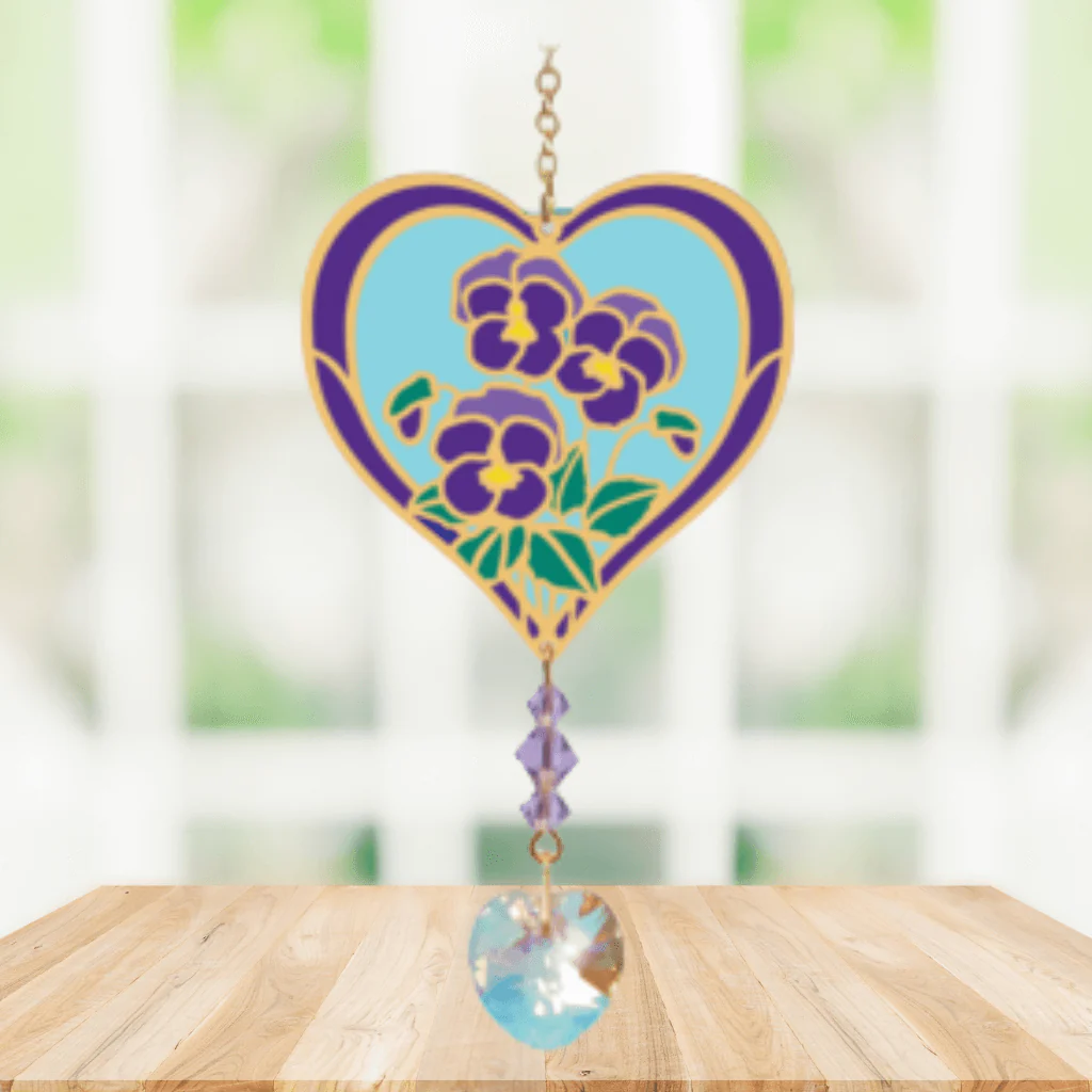 Violet Heart Crystal Suncatcher – Fabulous Florals - Image 2