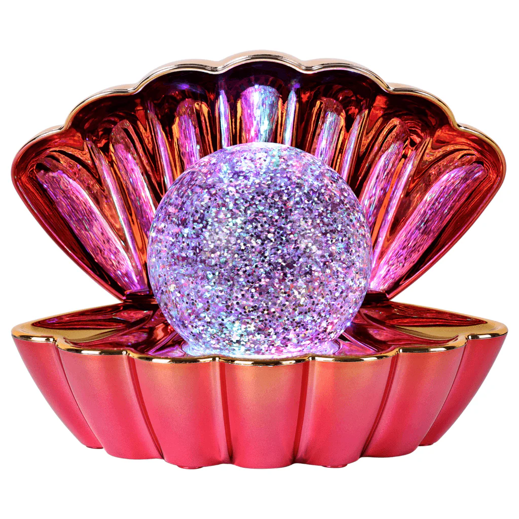 Volcanic Metallic Colour Changing LED Clam Lamp with Glitter Pearl