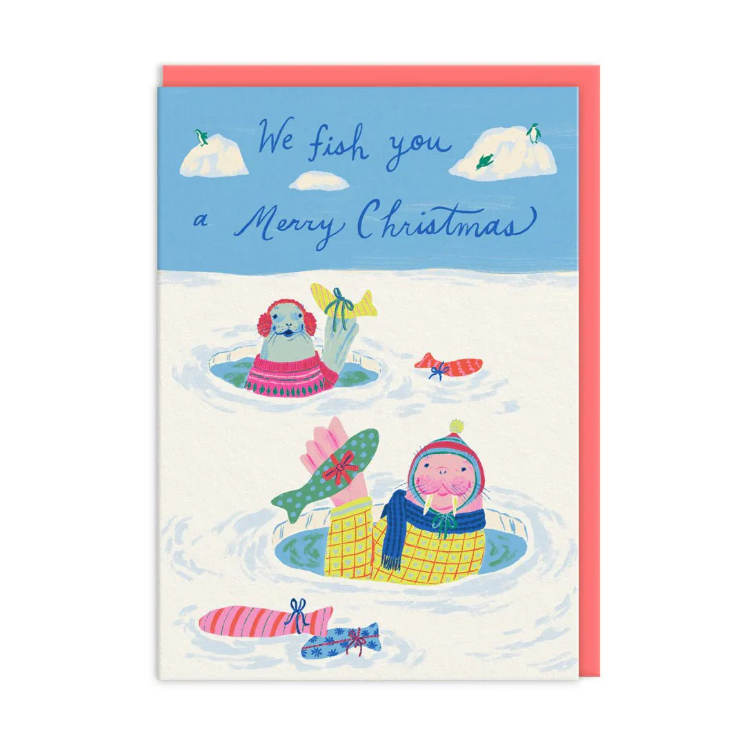We Fish You a Merry Christmas Seals Card