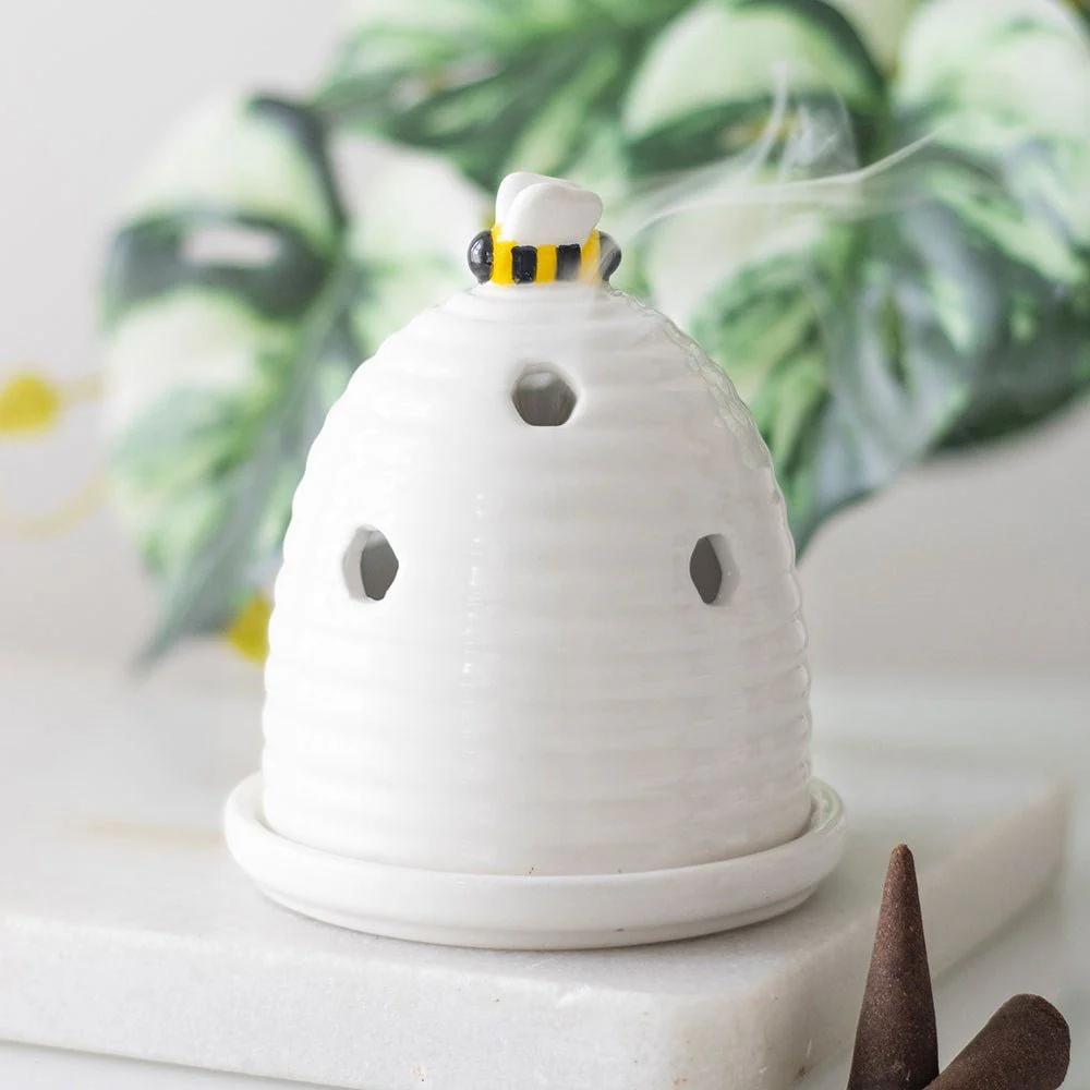 White Beehive Incense Cone Burner - Image 6