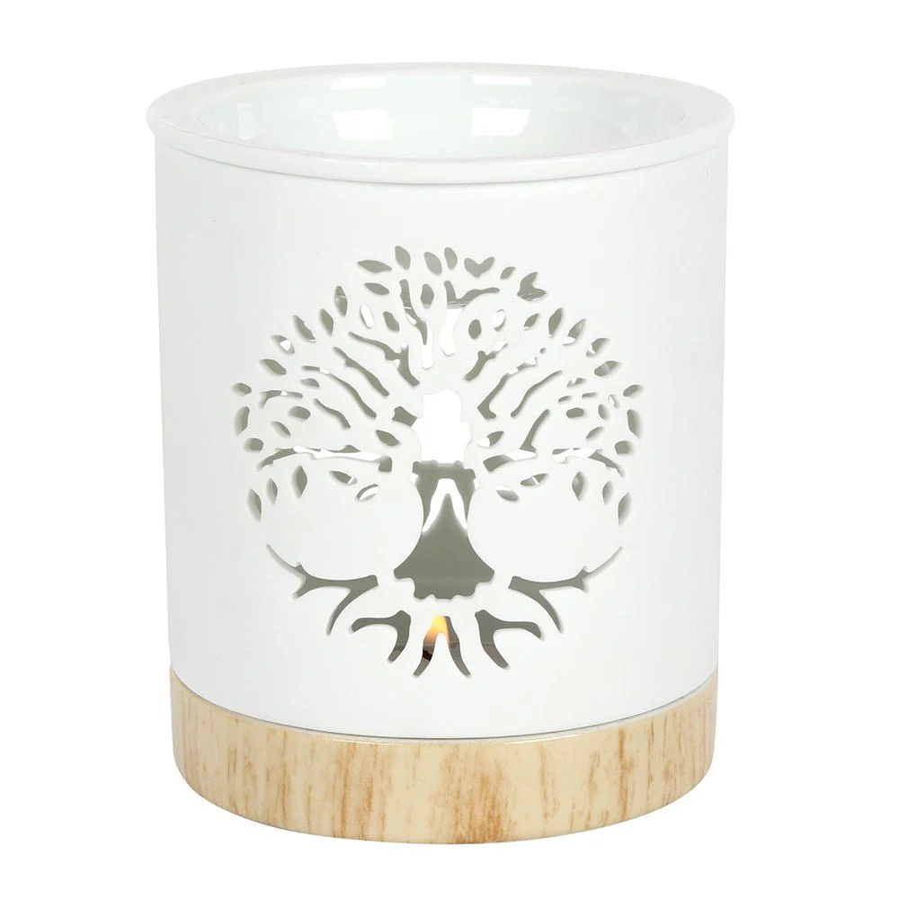 White Ceramic Warmer - Tree of Life