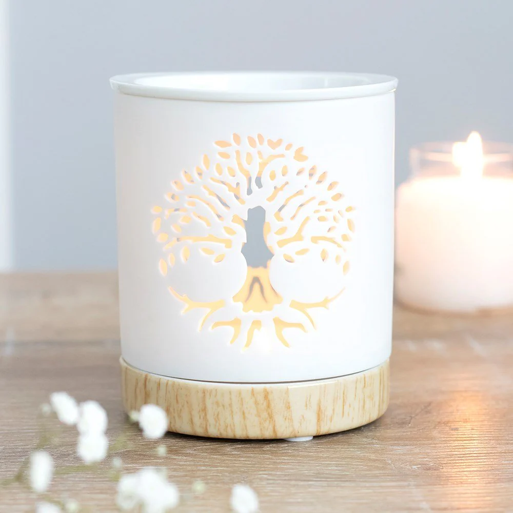 White Ceramic Warmer - Tree of Life - Image 4