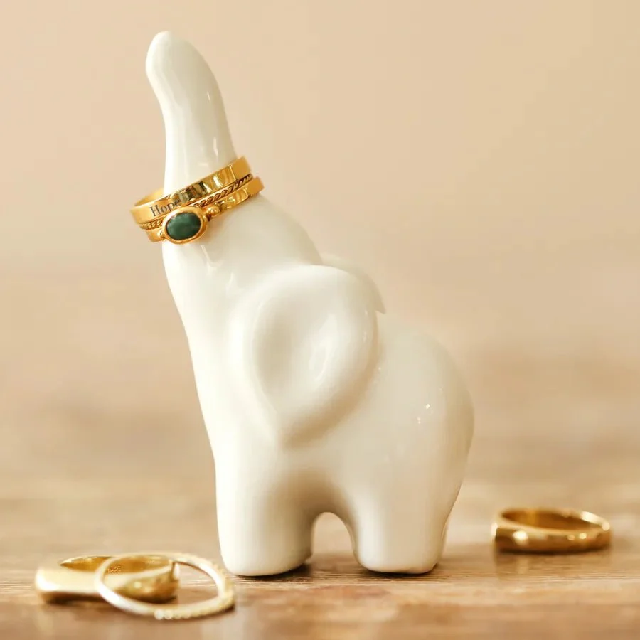 Lisa Angel White Ceramic Elephant Ring Holder - Image 2