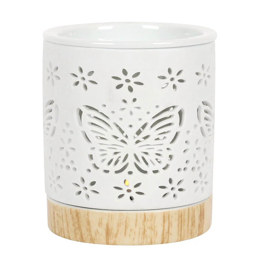 White Ceramic Warmer - Butterfly