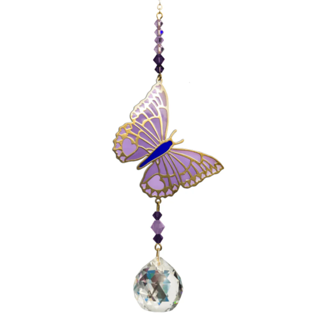 Butterfly Purple Emperor Crystal Suncatcher – Crystal Dreams Range
