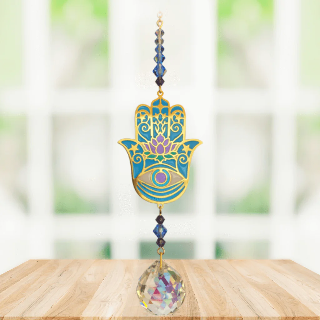 Hamsa Moonlight Crystal Suncatcher – Crystal Dreams Range - Image 2