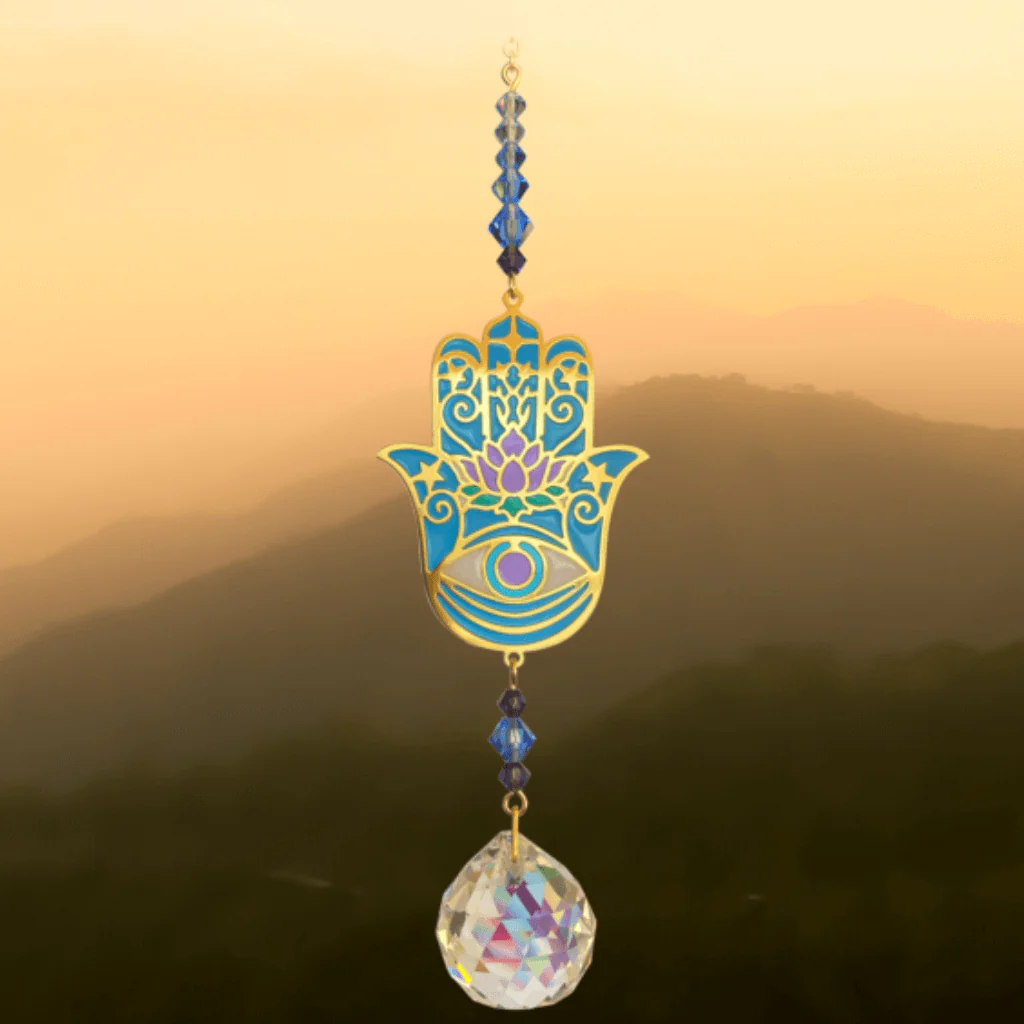 Hamsa Moonlight Crystal Suncatcher – Crystal Dreams Range - Image 3