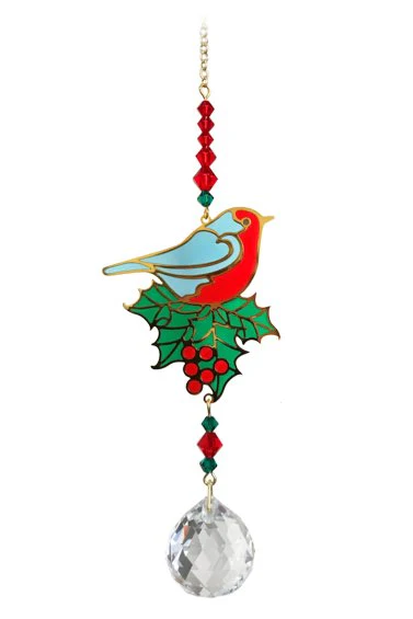 Wild Things Crystal Dreams - Robin On Holly Red & Green