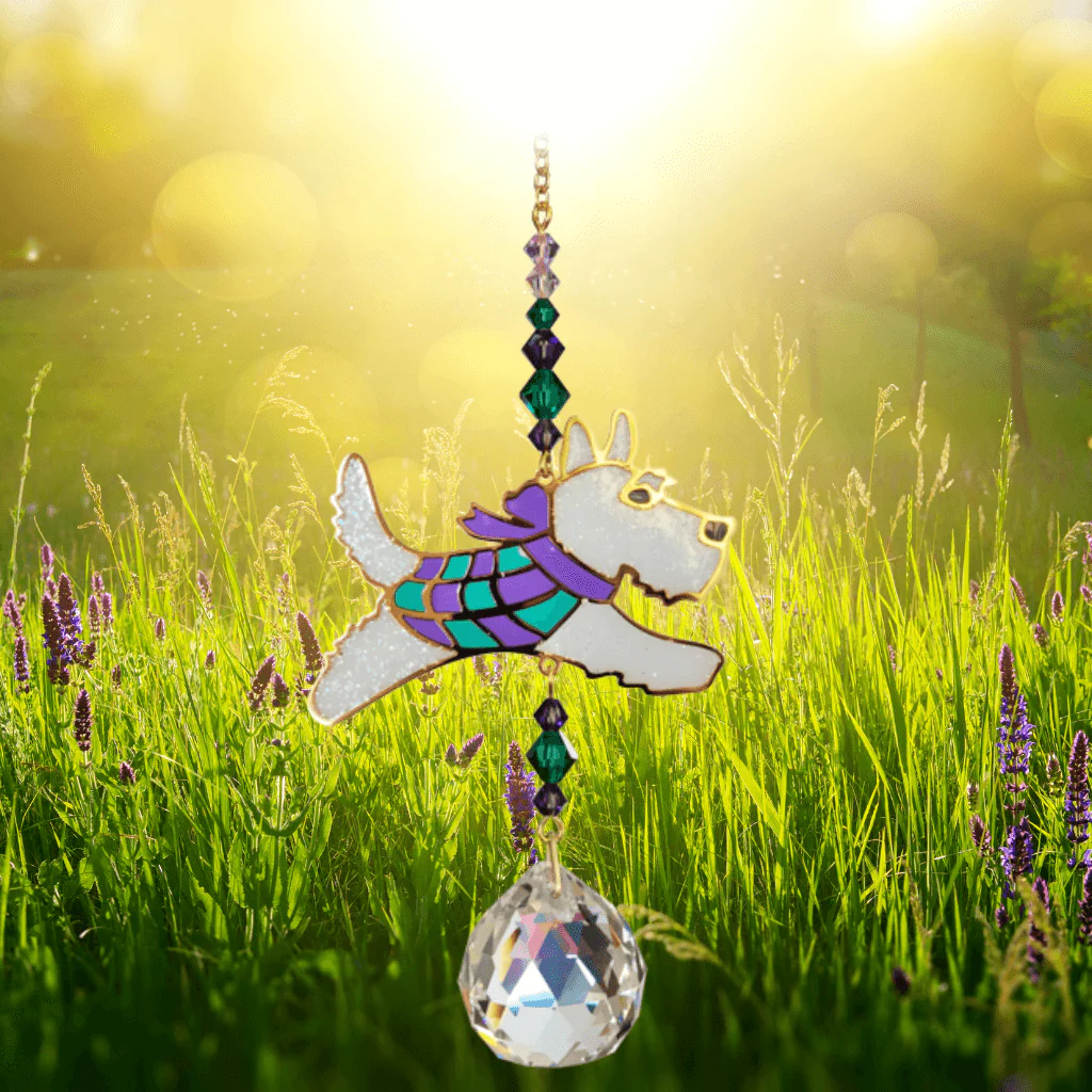 Scottie Dog Purple & Green Crystal Suncatcher – Crystal Dreams Range - Image 3