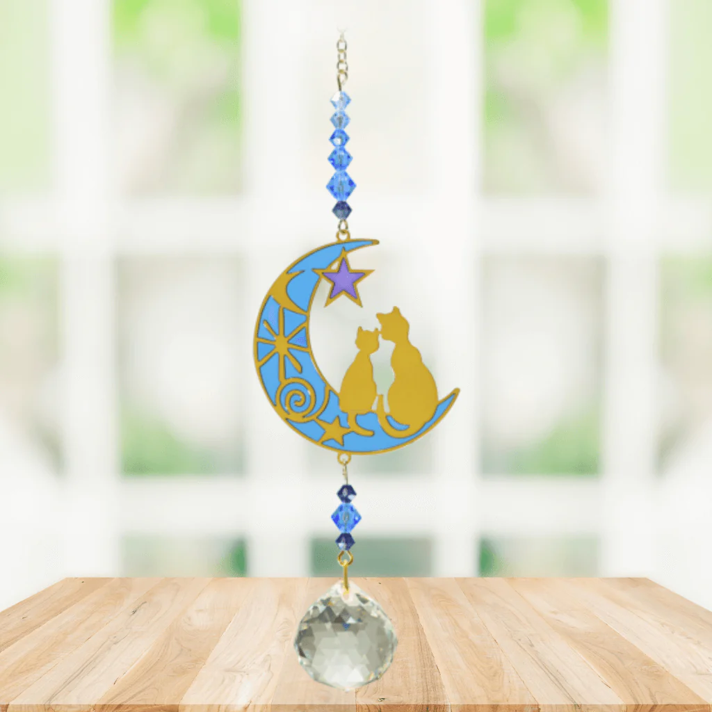 Two Cats Moonlight Crystal Suncatcher – Crystal Dreams Range - Image 2