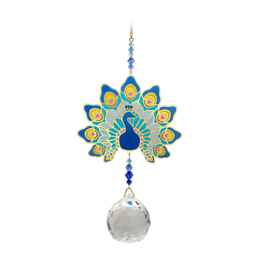 Wild Things Crystal Wonders Majestic Peacock Crystal Suncatcher