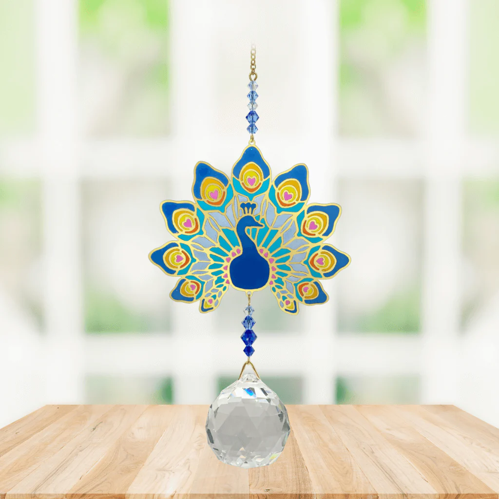 Wild Things Crystal Wonders Majestic Peacock Crystal Suncatcher - Image 2