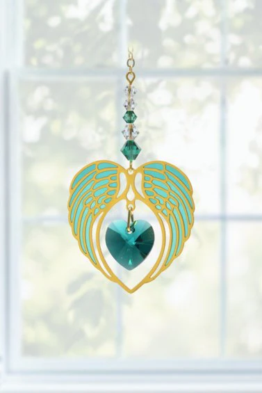 Wild Things Gold Angel Wing Heart - Emerald - Image 2