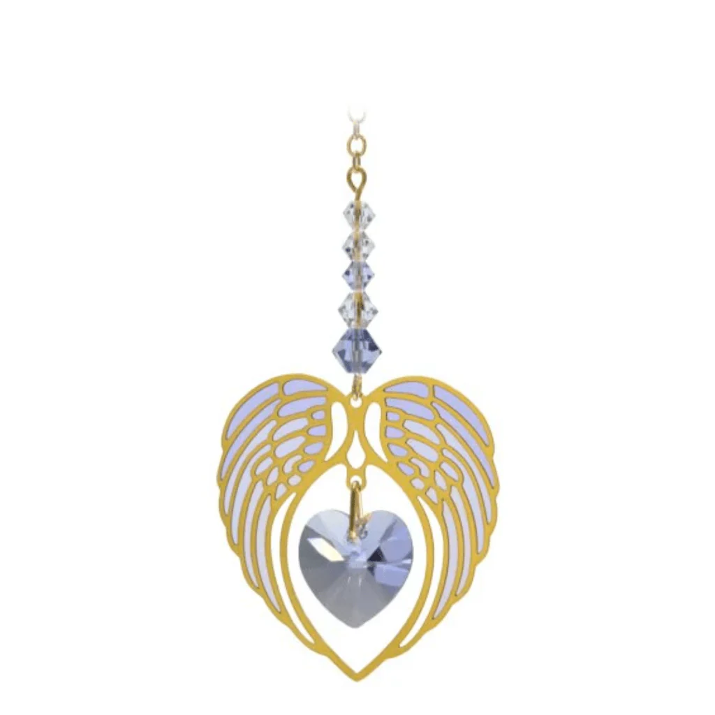 Wild Things Gold Light Amethyst Angel Wing Heart β June Birthstone Gift