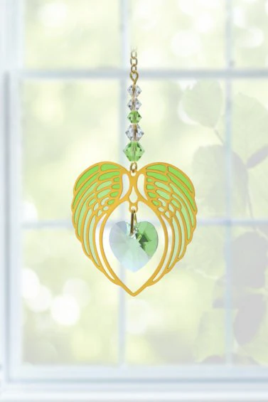 Wild Things Gold Angel Wing Heart - Peridot - Image 2