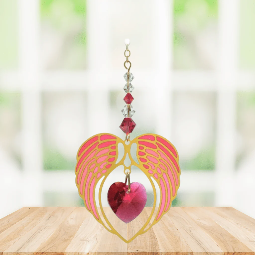 Wild Things Gold Ruby Angel Wing Heart – July Birthstone Gift - Image 2