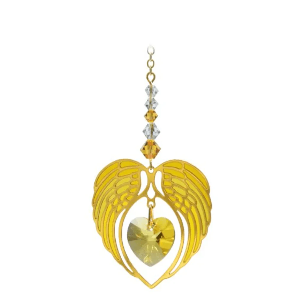Wild Things Gold Topaz Angel Wing Heart β November Birthstone Gift