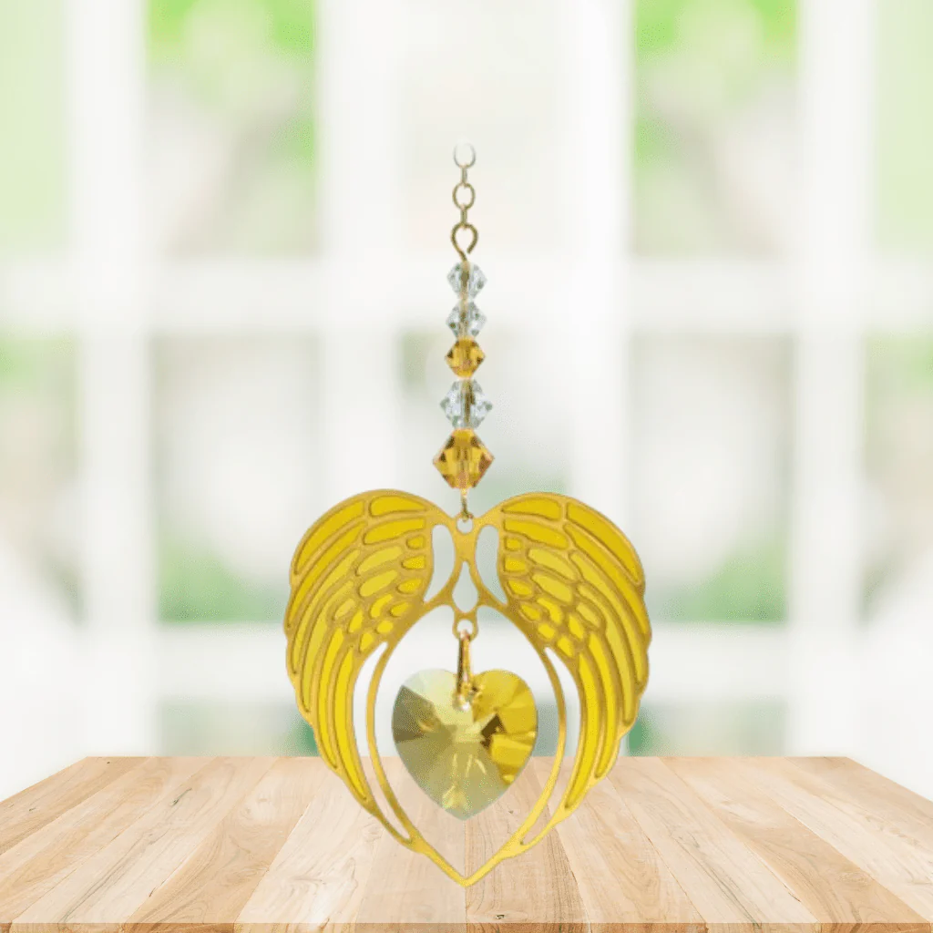 Wild Things Gold Topaz Angel Wing Heart β November Birthstone Gift - Image 2
