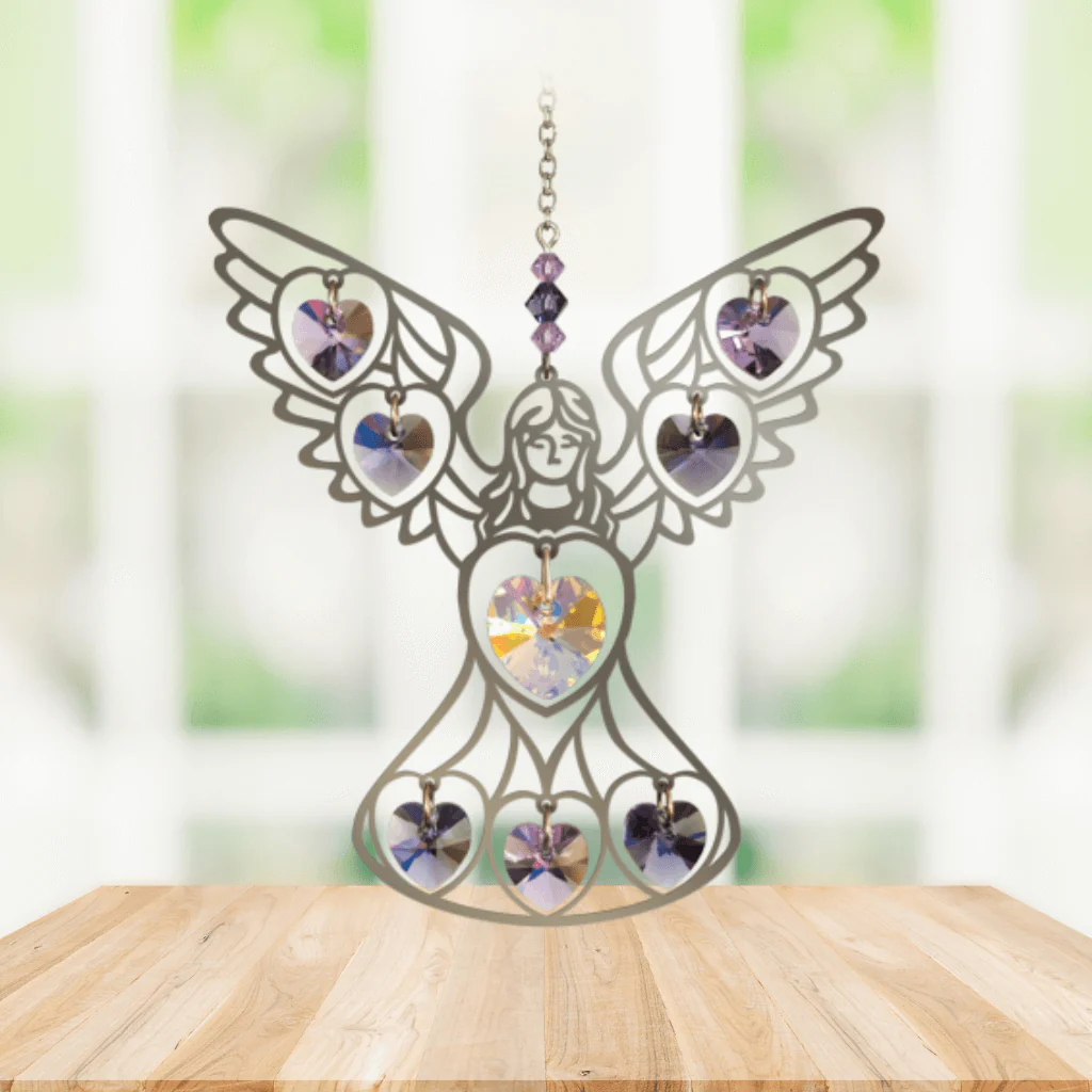 Angel ‘Purple’ Large Crystal Suncatcher – Pure Radiance Collection - Image 2