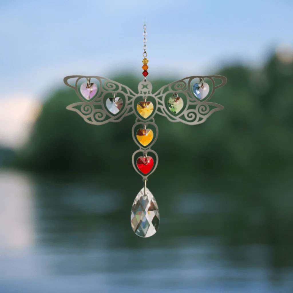 Dragonfly ‘Rainbow’ Large Crystal Suncatcher – Pure Radiance Collection - Image 3