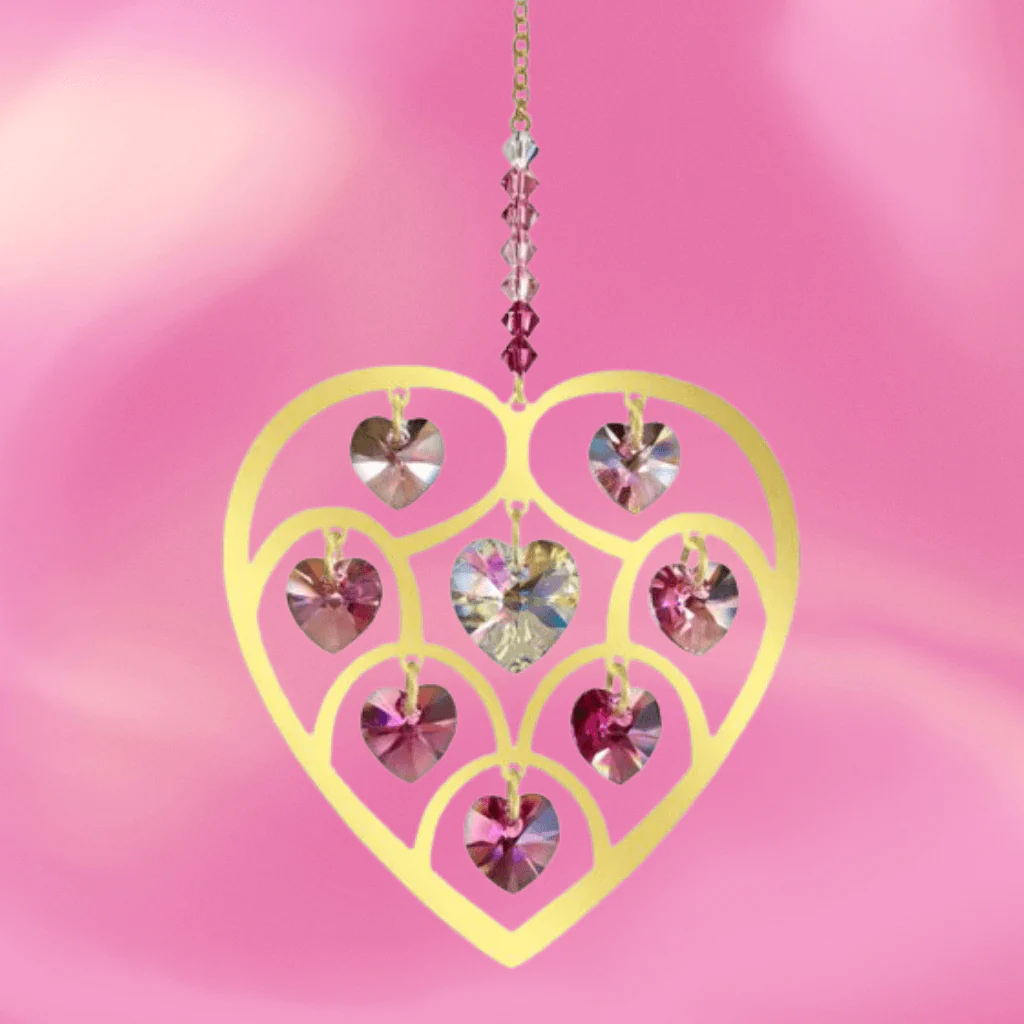 Heart of Hearts Deep Rose β Gold Finish Crystal Suncatcher | Pure Radiance - Image 3