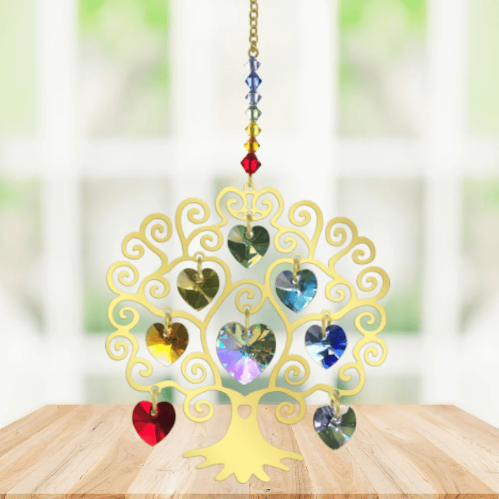 Tree of Life Chakra – Gold Finish Crystal Suncatcher | Pure Radiance - Image 2